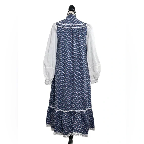 Gunne Sax Vintage 1970's Cottagecore Puff Sleeve Floral Sz 9 Midi Dress - Picture 2 of 16